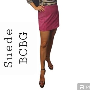 BCBG Suede Fuchsia Mini Skirt NWT Size 6